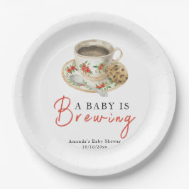 Prato De Papel A Baby Is Brewing Coffee Cup Baby Shower