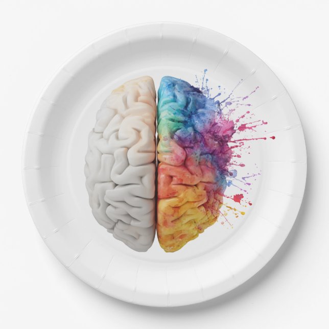 Prato De Papel A brain divided between logical and creative sides (Frente)