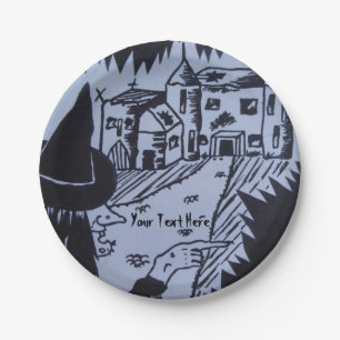 Prato De Papel a bruxa feia knarled a casa assombrada mão o Dia