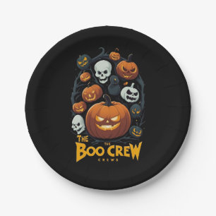 Prato De Papel A equipe do Boo Halloween abóbora e crânio