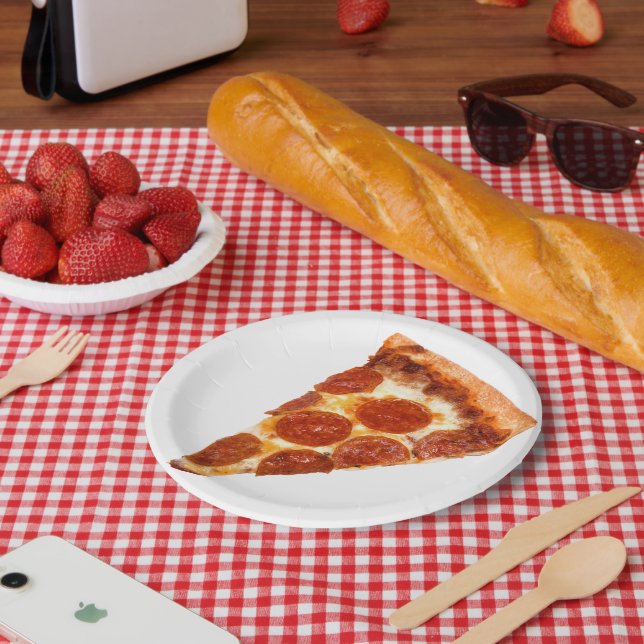 Prato De Papel A fatia clássica de pizza de pepperoni SlipperyJoe (Piquenique)