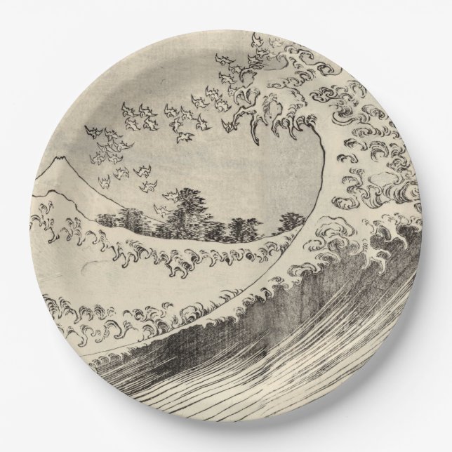 Prato De Papel A Grande Onda (por Katsushika Hokusai) (Frente)
