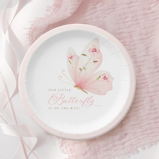 Prato De Papel A Little Butterfly Baby Shower (Criador carregado)