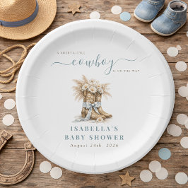 Prato De Papel A little Cowboy Western Boots Blue Coquette Bow 