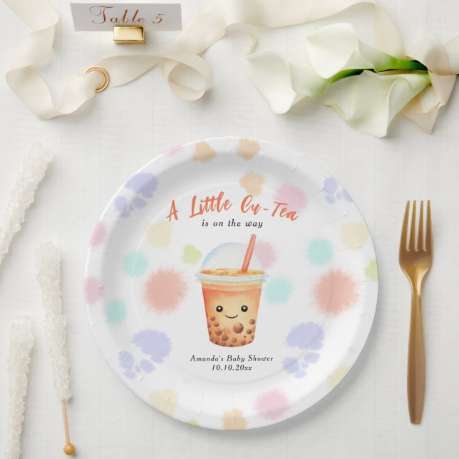 Prato De Papel A Little Cu-Tea Bubble Tea Baby Shower (Casamento)