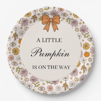 Prato De Papel A Little Pumpkin Boho Baby Shower Plate