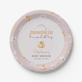 Prato De Papel A Little Pumpkin Is On The Way Fall Baby Shower
