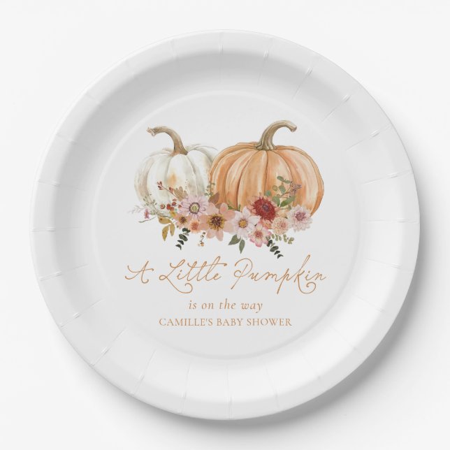 Prato De Papel A Little Pumpkin Wildflower Baby Shower (Frente)
