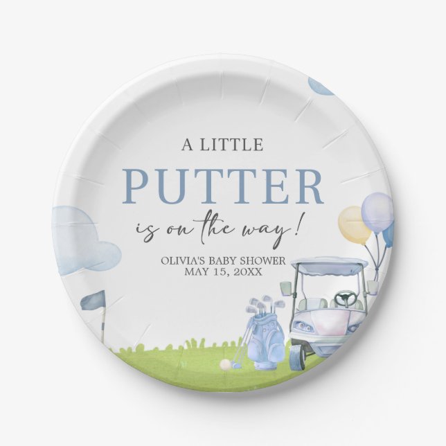 Prato De Papel A Little Putter Golf Baby Shower (Frente)