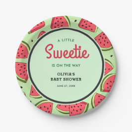 Prato De Papel A Little Sweetie Summer Watermelon Baby Shower 