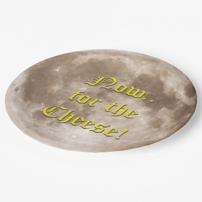 Prato De Papel A lua é feita de queijo? (Inclinado)