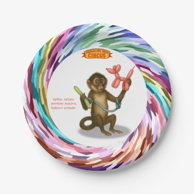 Prato De Papel A mágica do macaco de balão do Spike (Frente)