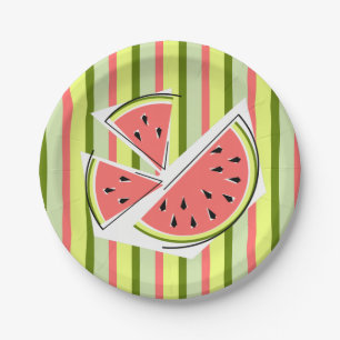 Prato De Papel A melancia remenda as placas de papel da listra