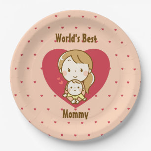 Prato De Papel A melhor mãe do mundo - Um Dia de as mães bonito d