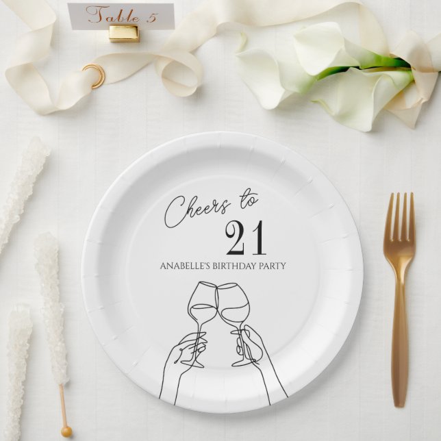 Prato De Papel A moderna e elegante alegria para 21 festas de ani (Casamento)