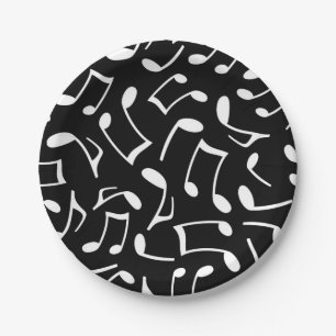 Prato De Papel A música nota o teste padrão preto e branco