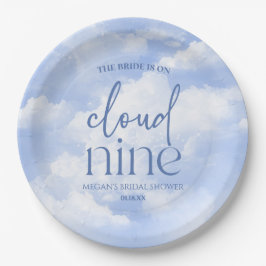 Prato De Papel A Noiva Está No Chá de panela Azul Cloud Nine