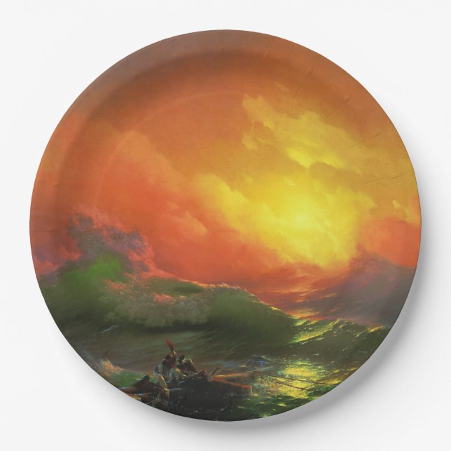 Prato De Papel A Nona Onda (Mar de Tempestade com Sunset Vermelho (Frente)