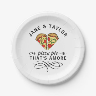 Prato De Papel A pizza do amor adiciona nomes
