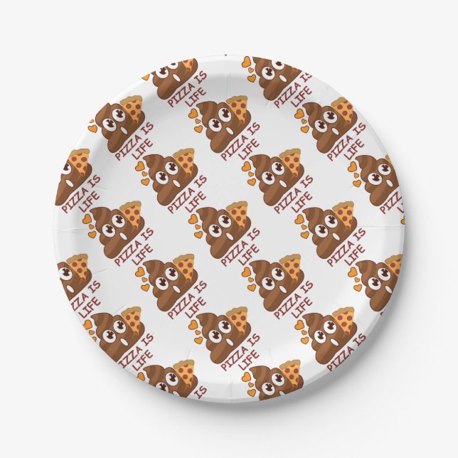 Prato De Papel A pizza é tombadilho Emoji da vida (Frente)