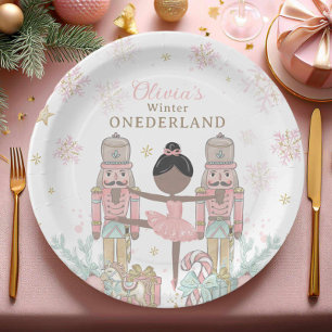 Prato De Papel A quebra-nozes rosa de inverno Onederland de 1º an