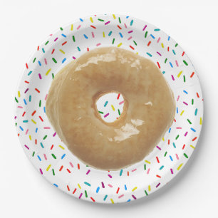 Prato De Papel A rosquinha vitrificada com polvilha a placa de