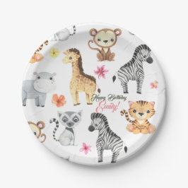 Prato De Papel A Selva Tropical Safari Primeiro Aniversário