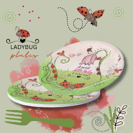 Prato De Papel A Sweet Little Lady Ladybug Baby Shower Paper Plat
