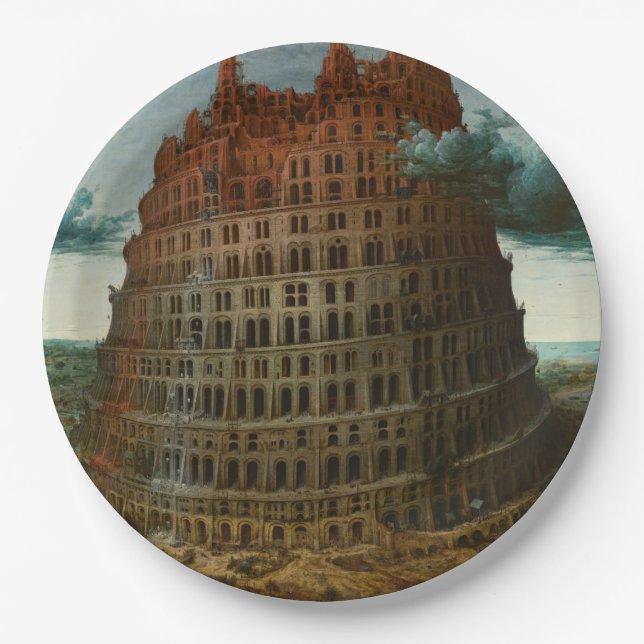 Prato De Papel A Torre de Babel (por Pieter Bruegel, o Velho) (Frente)