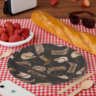 Prato De Papel A vaqueira ocidental do vaqueiro carreg o nome