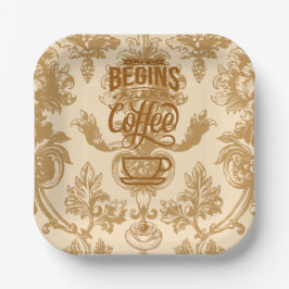 Prato De Papel A vida começa com o café