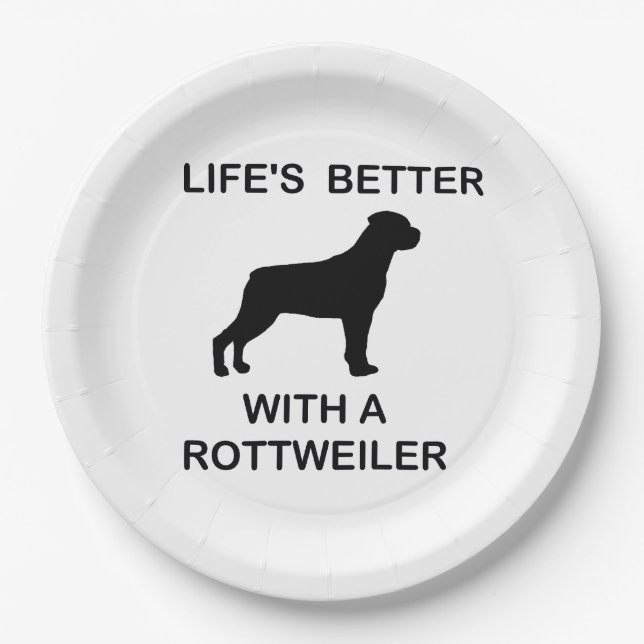 Prato De Papel A vida é melhor com um rottweiler (Frente)