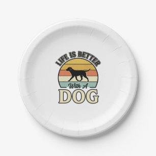 Prato De Papel A Vida É Melhor Com Uma Camisa Vintage De Cachorro