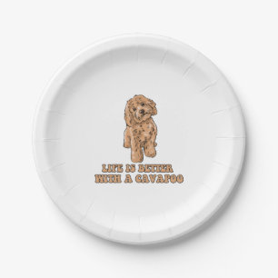 Prato De Papel A Vida É Melhor Com Uma Cavapoo - Cachorro Engraça