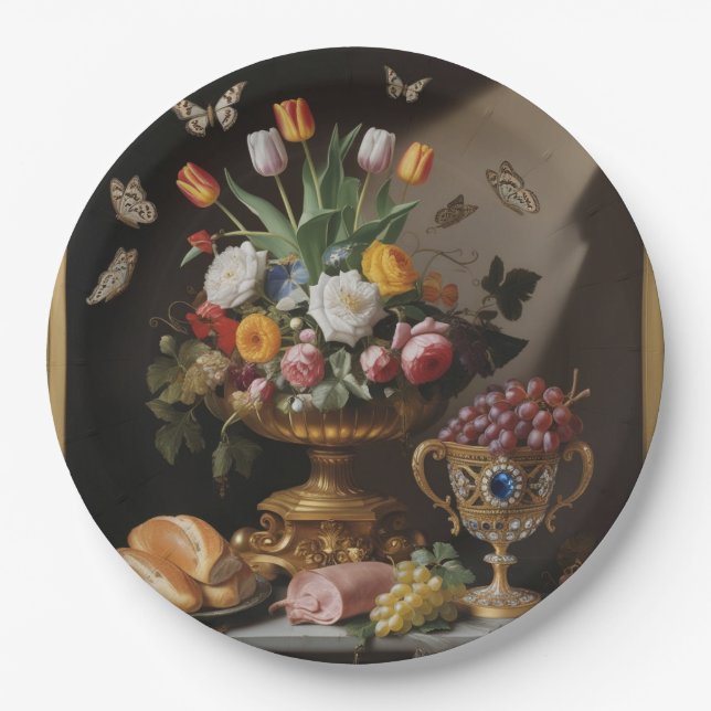 Prato De Papel "A Vida Estática Opulente de Vanitas - Um vislumbr (Frente)
