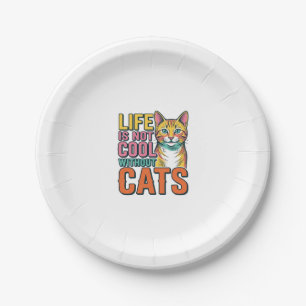 Prato De Papel A Vida Não é Legal Sem Gatos Camiseta Vintage de G