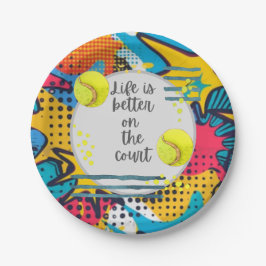 Prato De Papel A vida tênis é melhor no tribunal