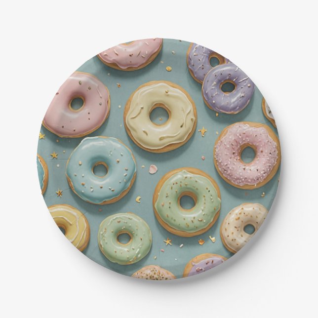 Prato De Papel A Whimsical Pastel Donut Dream (Frente)