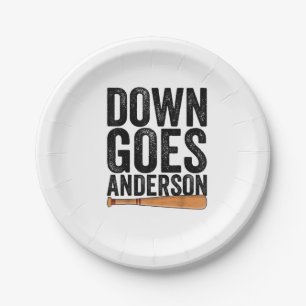 Prato De Papel ABAIXO VAI ANDERSON FUNNY BASEBOL presente ANDERSO