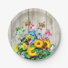 Prato De Papel Abelhas chás de fraldas Geminam Pacificador Floral