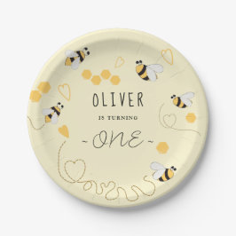 Prato De Papel Abelhas de mel elegantes no primeiro aniversário d