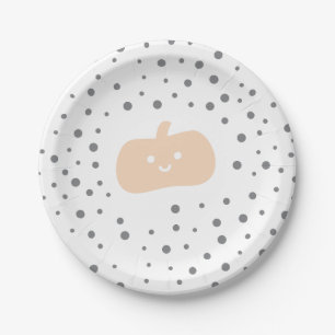 Prato De Papel Abóbora-branca, Design de Confetti preto e laranja