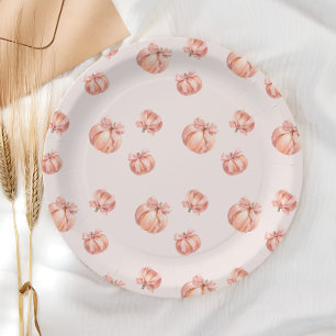 Prato De Papel Abóbora com Chá de fraldas rosa Arco