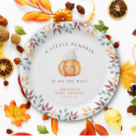 Prato De Papel Abóbora de cartoon de aquarela no Chá de fraldas