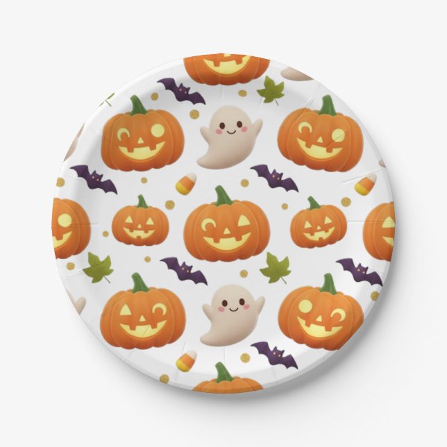 PRATO DE PAPEL ABÓBORA DE HALLOWEEN (Frente)
