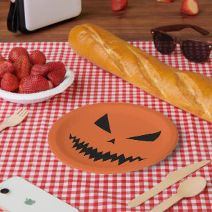 Prato De Papel Abóbora de Halloween assustadora Jack OLantern ros