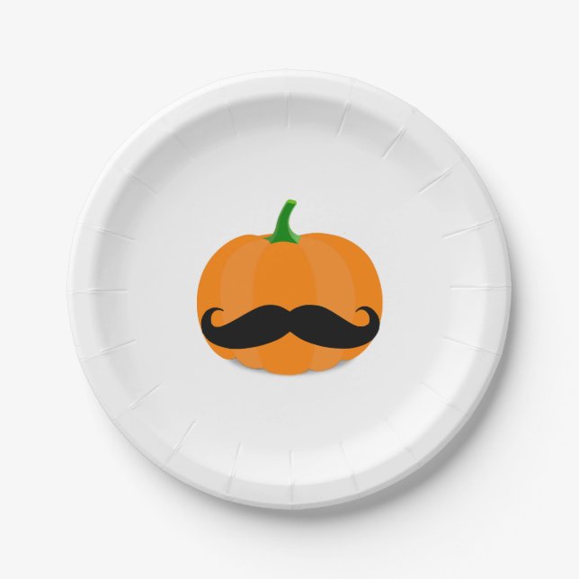Prato De Papel abóbora de halloween com barba (Frente)