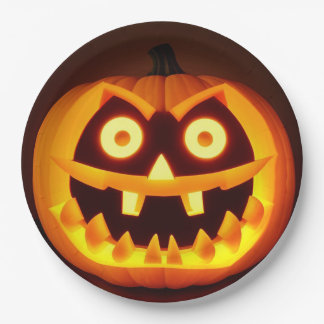 Prato De Papel Abóbora de Halloween esculpida