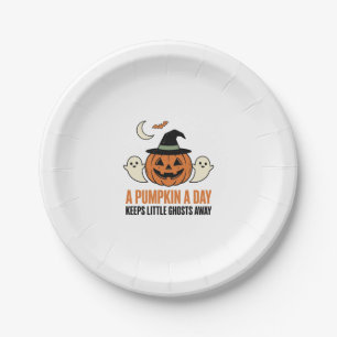 Prato De Papel Abóbora de Halloween Fantasma Divertido Citação Vi