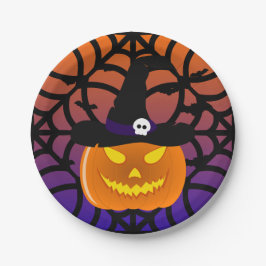 Prato De Papel Abóbora de Halloween Jack o 'Lantern Chapéu de Bru